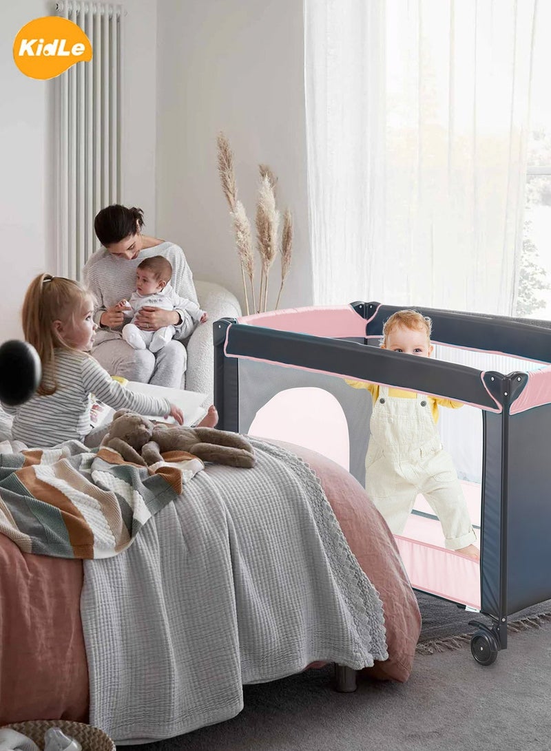 MaBaby Portable Baby Playpen /Baby Bed - Foldable Infant Play Yard, Breathable Mesh Safety Pen for Toddlers, Indoor/Outdoor Activity Center (with Travel Bag) - Image 2